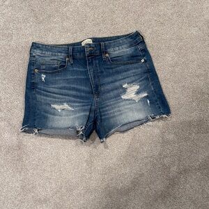 Distressed Blue Denim Women Shorts